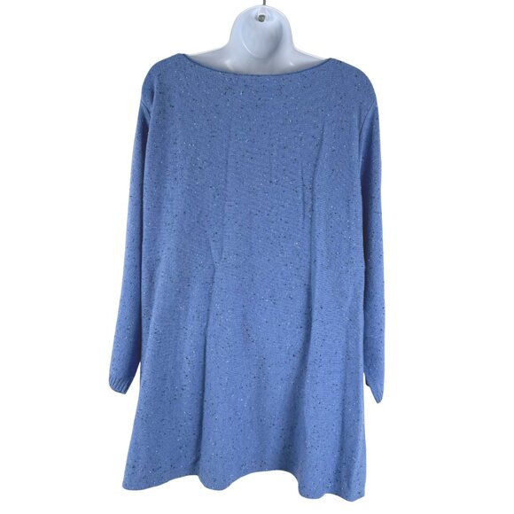 Talbots Speckled Sweater 2X Blue Cotton Nylon‎ Wool 3/4 Sleeve NWT FS-1359 - Picture 4 of 8